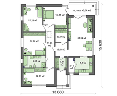 Проект компактного одноэтажного дома жилой площадью в 100 квадратов