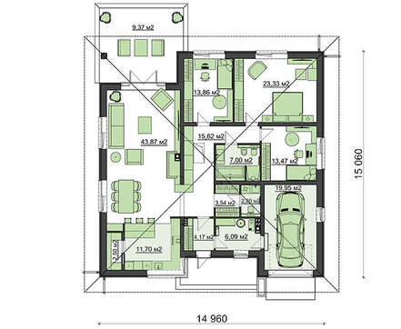 Проект европейского дома с гаражом для круглогодичного проживания