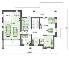 Проект коттеджа в стиле шале с просторным гаражом на два автомобиля