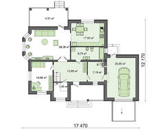 План большого коттеджа с эркером и гаражом площадью 212 кв. м