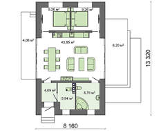 Современный дачный коттедж в стиле барнхаус общей площадью 73 кв. м