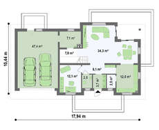 Стильный 1,5-этажный дом с гаражом для двух автомобилей