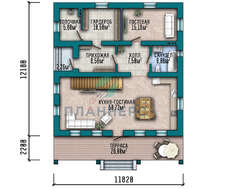 Схема французского дома в стиле шале с двумя балконами общей площадью 208 кв. м