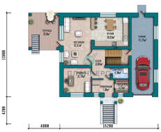 План современного особняка площадью 436 кв. м с многоуровневой кровлей сложной формы.