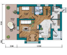 План дома площадью 164 кв. м с балконом на втором этаже