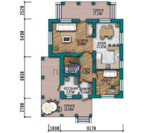 Схема двухэтажного дома площадью 178 кв. м с восхитительным фасадом и открытыми террасами