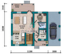 План современного двухэтажного дома площадью 158 кв. м в традициях европейской архитектуры