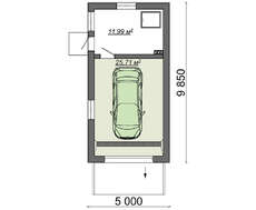 Проект гаража для автомобиля представительского класса с мастерской площадью 38 кв. м