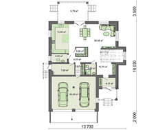 Проект особняка площадью 262 кв. м с просторным гаражом и открытой летней террасой