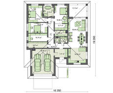 Симпатичный одноэтажный дом с пристроенным гаражом