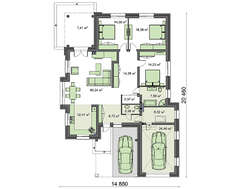 Просторный дом с навесом для автомобиля под общей крышей