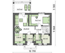 План компактного дачного домика общей площадью 147 кв. м