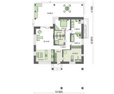 Схема коттеджа площадью 170 кв. м с цокольным этажом и стильной террасой