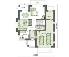 Проект дома из кирпича с двумя балконами и экером площадью 262 кв.м