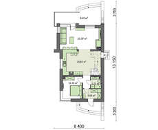 Схема оригинального дома в три уровня площадью 169 кв. м с четырьмя спальнями