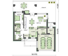 Схема вместительного дома в 250 квадратов с пятью спальнями