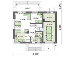 Европейский коттедж под шоколадной четырехскатной крышей