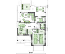 Двухэтажный дом с просторным балконом и гаражом на два авто