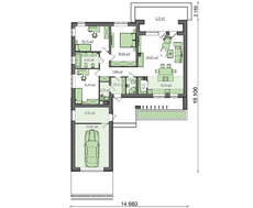 Проект современного стильного дома площадью 145 кв.м.