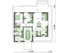 Проект одноэтажного жилого коттеджа общей площадью 152 кв.м.