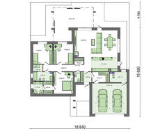 Проект современного 1 этажного дома площадью 209 кв.м.