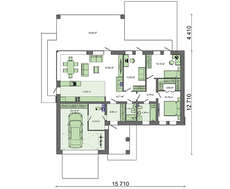 Проект современного небольшого 1 этажного дома площадью 147 кв.м.