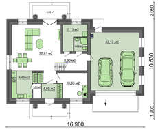 Проект большого двухэтажного дома с гаражом для 2х авто