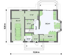 Двухэтажный классический коттедж с балконом над эркером