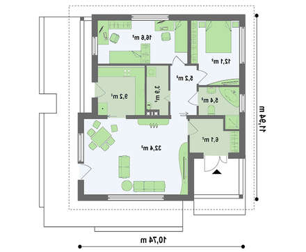 Семейная усадьба с фронтальной дневной зоной