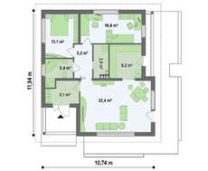 Семейная усадьба с фронтальной дневной зоной