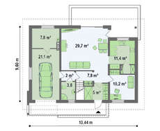 Загородный дом со встроенным гаражом и кабинетом на первом этаже