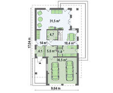 Дачный дом с мансардой и террасой над гаражом