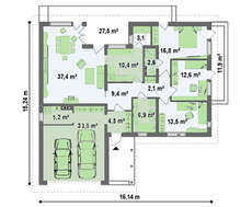 Большой одноэтажный дом со сдвоенным гаражом