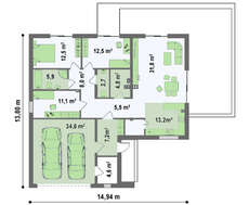 Оригинальный проект современного частного классического загородного одноэтажного дома