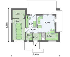 Оригинальный проект коттеджа с большой лоджией на втором этаже