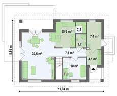 Экономный проект дома с мансардой