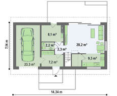Проект загородного коттеджа с высокой мансардой