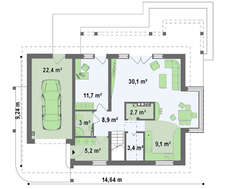 Проект мансардного коттеджа со стеклянным эркером