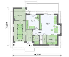 Проект коттеджа с мансардой, техническим помещением и кабинетом