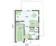 Яркий проект коттеджа 10 на 13 с мансардой