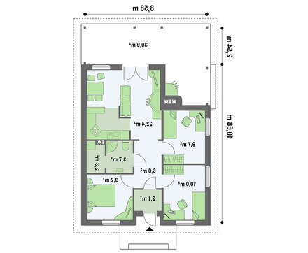 Привлекательный проект дачного дома с крытой террасой