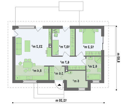 Уютный проект небольшой одноэтажной дачи