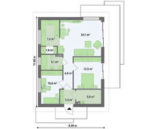 Проект небольшого одноэтажного коттеджа с входом сбоку
