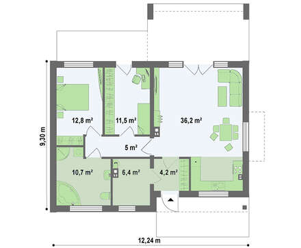 Проект одноэтажного коттеджа хай-тек с необычной террасой