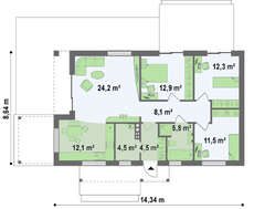 Проект малогабаритного современного одноэтажного коттеджа