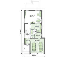 Проект оригинального дома для узкого участка с террасой над гаражом