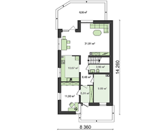 Проект аккуратного дома с мансардой для узкого участка