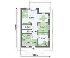 Проект небольшого узкого дома с мансардой в традиционном стиле