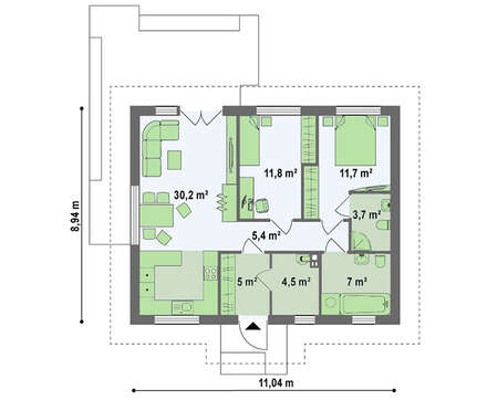 Проект простого одноэтажного дома в классическом стиле