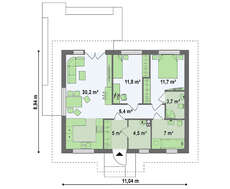 Проект простого одноэтажного дома в классическом стиле